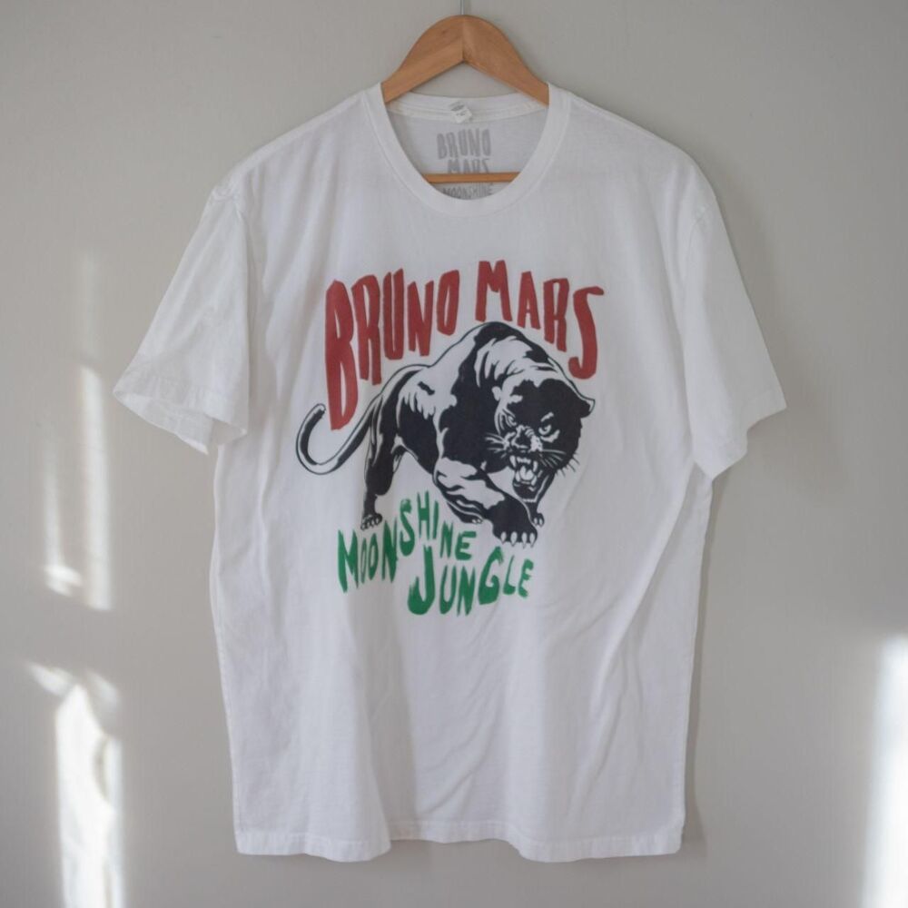 Next Level Apparel White Bruno Mars Moonshine Jungle Graphic Tee